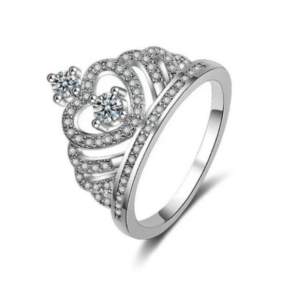 NEW White Sapphire Crown Birthstone Silver Ring - Picture 4 of 5